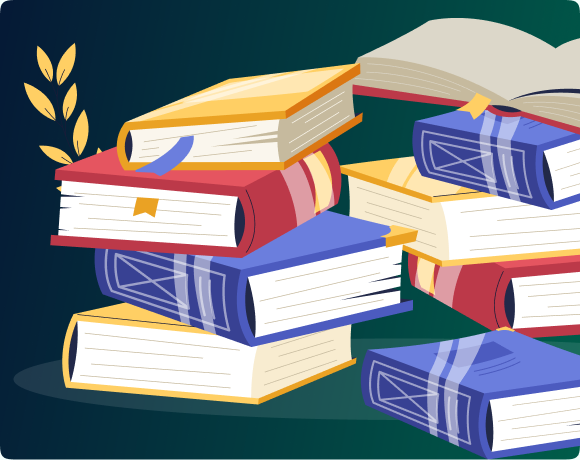A colorful stack of published books
